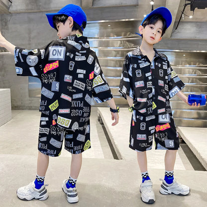 Hot Sale Cheap Price Kids Boy Summer Clothing Set Shirt And Shorts 2 Pieces Clothes Set with Printed Children Casual Streetwear