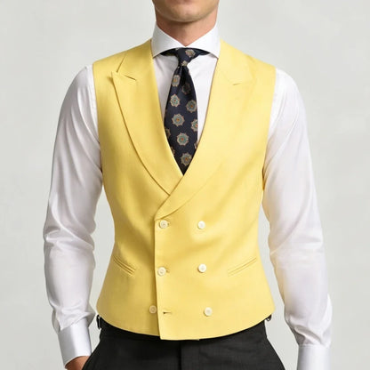 Men Vest Sky Blue Double Breasted Solid Waistcoat For Wedding Banquet Business Party Work Office Casual Daily Men Suit Vest