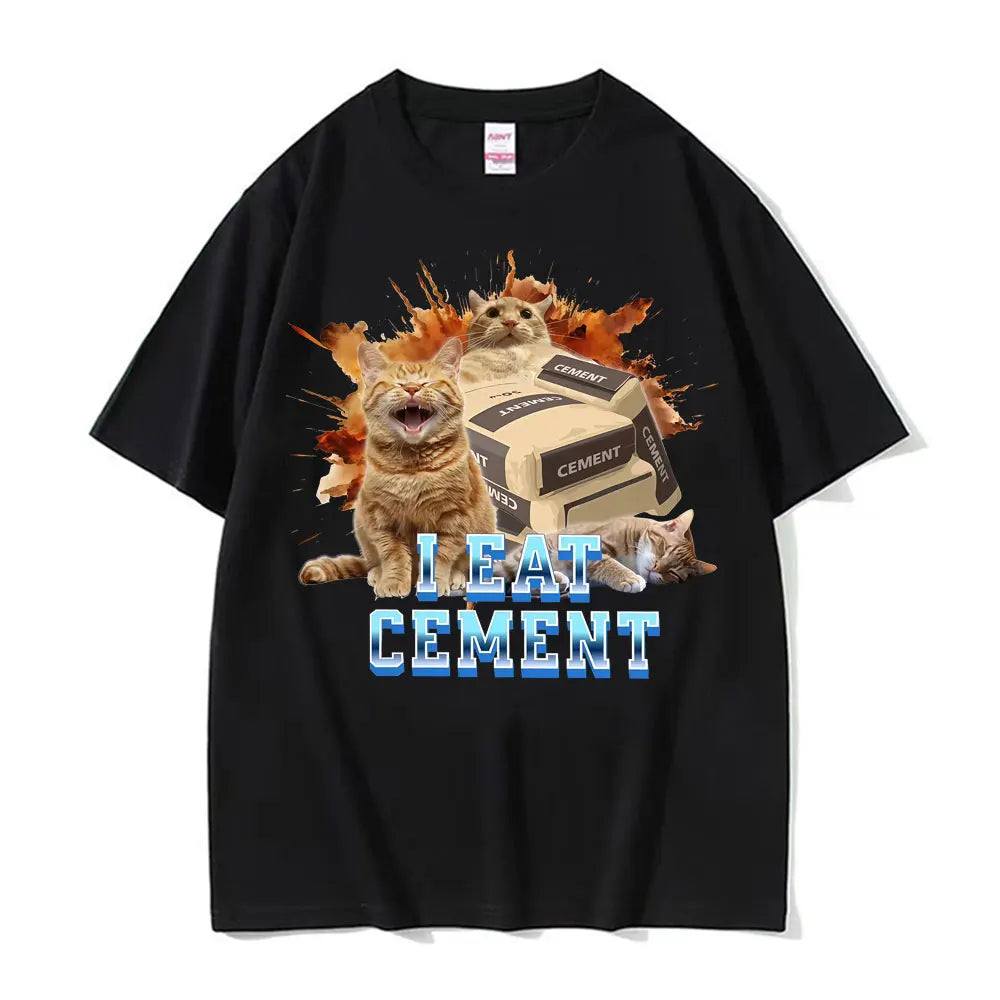 I Eat Solder Cursed Funny Cat Meme T Shirt Men Women's Clothing Fashion Casual T Shirts Summer High Quality Cotton T-shirts Tops
