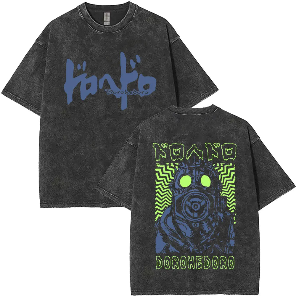 Anime Dorohedoro Kaiman Washed T-Shirt Men's Women Clothing Hip Hop Gothic Y2k T-Shirt Oversized Short Sleeve Cotton Tees Tops