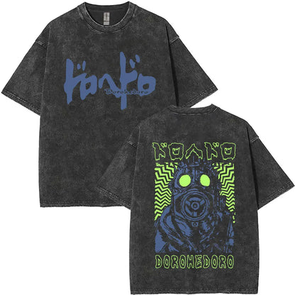 Anime Dorohedoro Kaiman Washed T-Shirt Men's Women Clothing Hip Hop Gothic Y2k T-Shirt Oversized Short Sleeve Cotton Tees Tops
