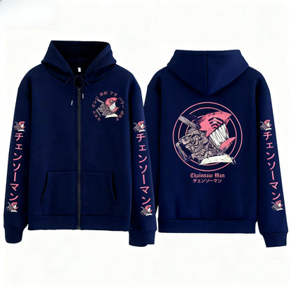 Chainsaw Man Men's And Women's Zipper Coat Hoodie Sweater Long-sleeved Jacket Pochita Anime Spring And Autumn Top Winter