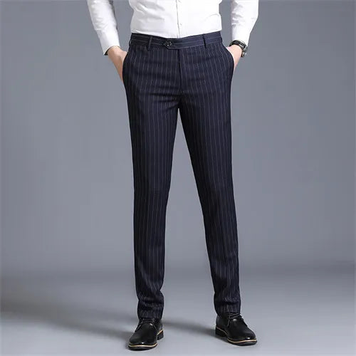 Autumn New Men's Suit Pants, Asian Sizes Office Trousers, Available in Blue, Red, Gray, and Black.