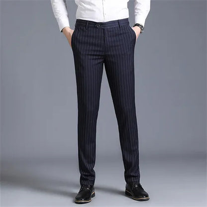 Autumn New Men's Suit Pants, Asian Sizes Office Trousers, Available in Blue, Red, Gray, and Black.