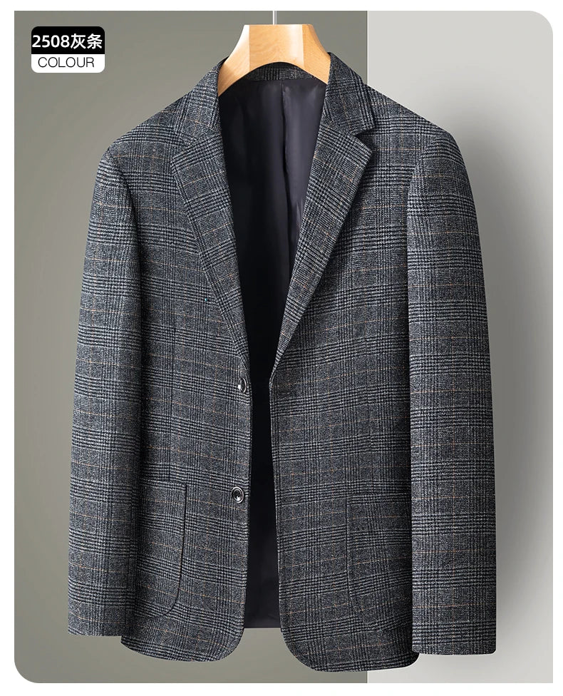 Men's Casual Loose Fit Blazer 13 Colors All-Season Plaid Suit Jacket for Men