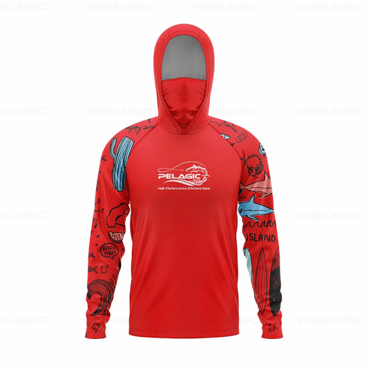 Men Hood Fishing Shirt long sleeve Fishing clothing fishing t shirt uv protection fishing shirt Fishing Apparel