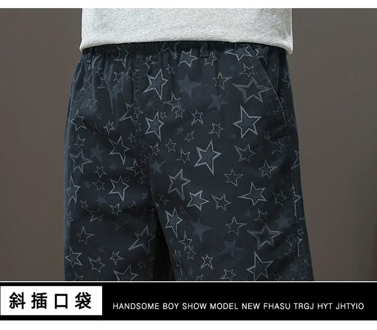 Streetwear Star Print Shorts Men Hawaii Beach Casual Shorts Outdoor Cotton Sports Elastic Waist 6XL Oversized Baggy Half Pants