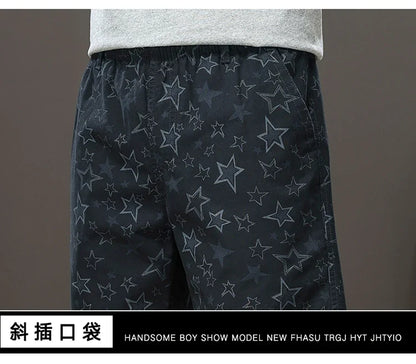 Streetwear Star Print Shorts Men Hawaii Beach Casual Shorts Outdoor Cotton Sports Elastic Waist 6XL Oversized Baggy Half Pants