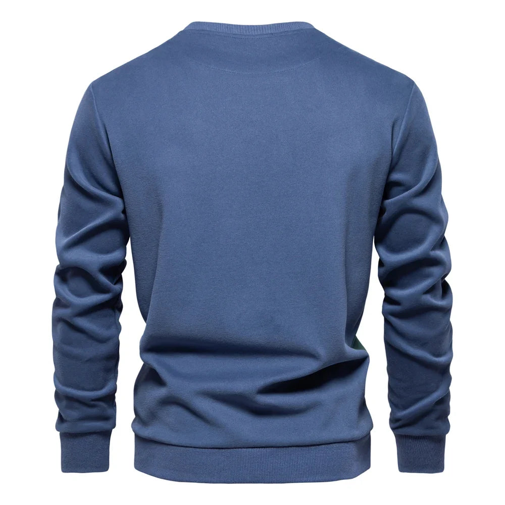 Mens Patckwork Cotton-blend Crew Neck Sweatshirts Fashion Casual Sport Round Neck Pullover Sweatshirt for Men