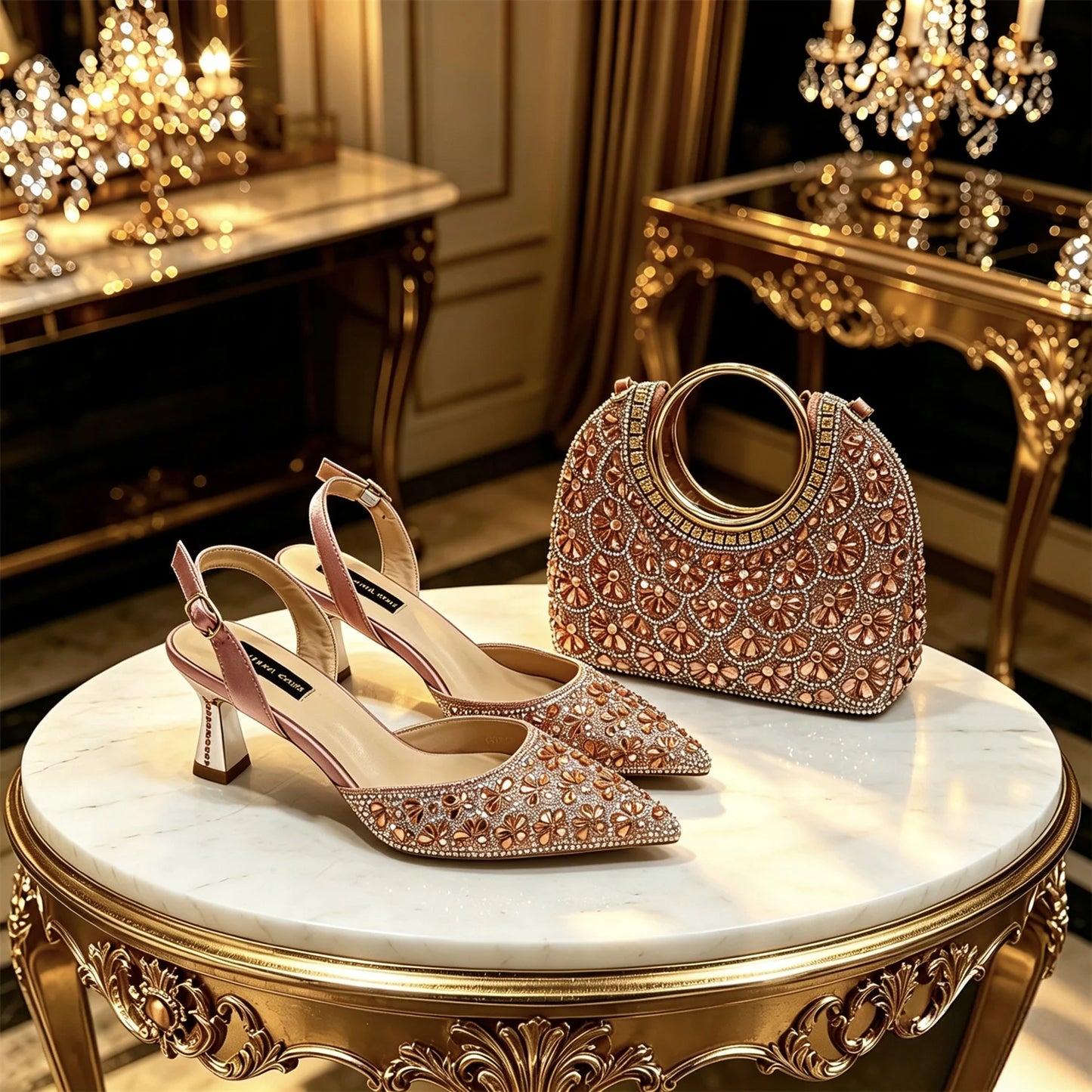 2026 New INS Italian Design Green Rhinestone Pointed Toe High Heels & Matching Handbag Set - Elegant Women's Wedding Party Shoes