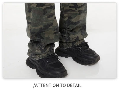 Tall Pants for Slim Thin Skinny Men Y2K Straight Wide Leg Cotton Cargo Pants Camouflage Extra Long Length Trouser Male Vintage