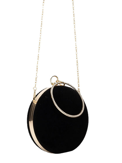 Women Velvet Evening Bag Party Metal Crystal Round Clutches Evening Bags Wedding Bag Bridal Shoulder Handbag Clutch Purse