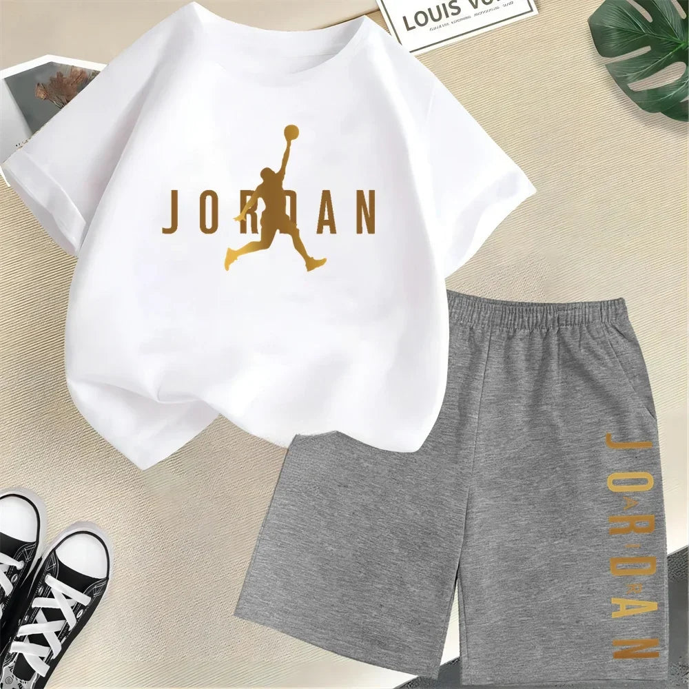 Summer Brand Sport Printed Children's Set Short Sleeve T-shirt Set Shorts 2pcs Set Kids Boy Girl Fashion Clothing Outfits