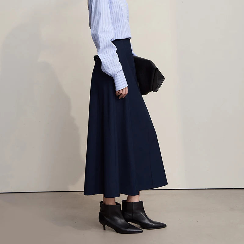 Women's Skirt 2025 Spring New Minimalist Solid Color Loose Skirts For Women Medium To Long Versatile A-shaped Skirt12524019