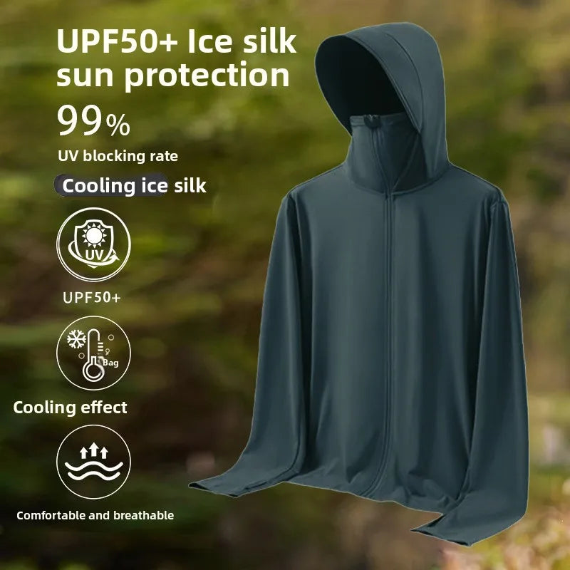 UPF50 UV Protection Ice Silk Cool Feeling Sun Protection Clothing Lightweight Breathable Fishing Jacket Outdoor Sports Shirt
