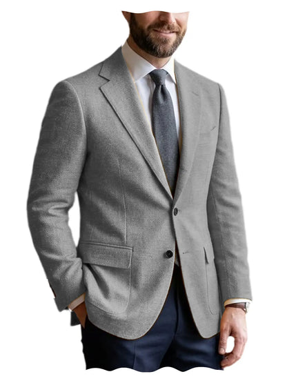 Men's Linen Blazer Notched Lapel 2 Button Slim Fit Suit Jacket Lightweight Breathable Men Business Wedding Party for Spring