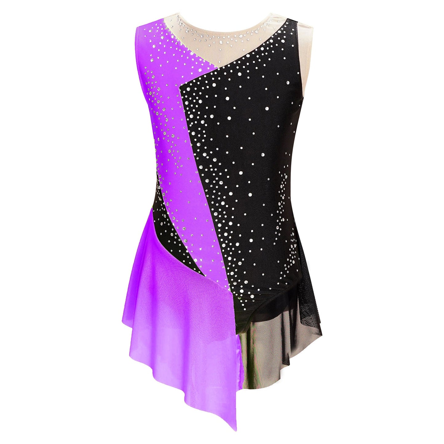 Kids Girls Sparkly Rhinestone Ballet Jersey Leotard Dress Toddler Gymnastics Artistic Figure Skating Dance Leotards Costume