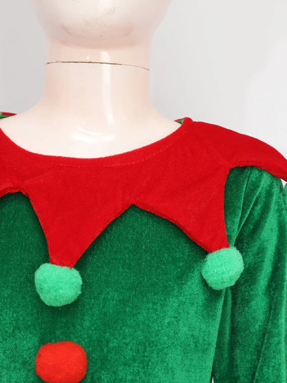 Boys Christmas Elf Costume Xmas Santa Clause Set with Shirt Pants Hat Elf Ears Belt Stockings Festivals New Year Fancy Dress Up