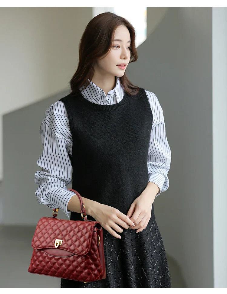 New Women's Soft Leather Shoulder Bags Multi-Layer Pockets Messenger Crossbody Bags Luxury Designer Female Handbags and Purses