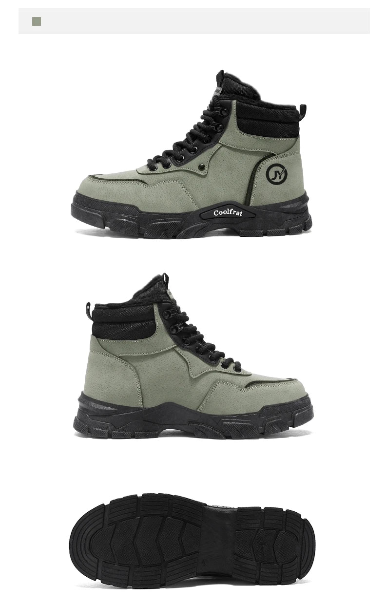 Mens Boots Casual Shoes Winter Platform Leather Designer Luxury Chelsea Cowboy Outdoor Work Safety Ankle Sneakers 2025