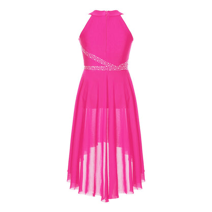 Toddler Girls Rhythmic Gymnastics Ballet Lyrical Contemporary Dance Costume Rhinestone Leotard Skating Jersey Tango Dresses