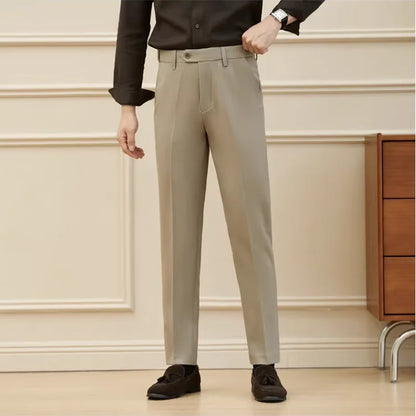New Lnvisible Elastic Waist Design Men Business Casual Trousers High Quality Solid Slim Fit Office Social Fashion Suit Pants