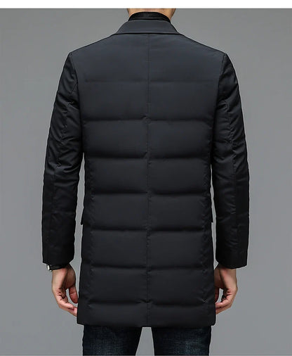 Men's Winter Fashion High-Quality down Jacket 90% White Duck down Warm Coat with Removable Scarf Suit Collar M-4XL Sizes