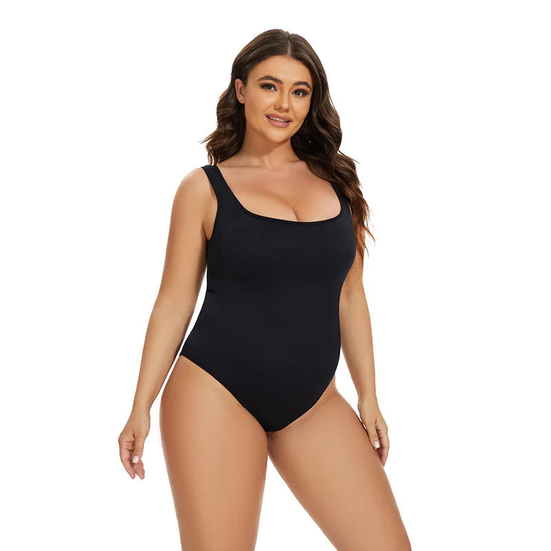 Ribbed Tummy Jumpsuit Daily Shaper Bodysuits Light Control Compress Tummy Control Open Crotch Shapewear Suits Open Crotch