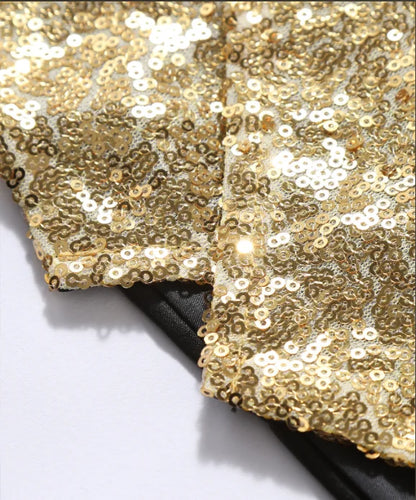 2026 New Black Men's Shiny Sequin Suit Collar Sleeveless Vest, Wedding/Party/Stage Performance, Gold or Silver Optional