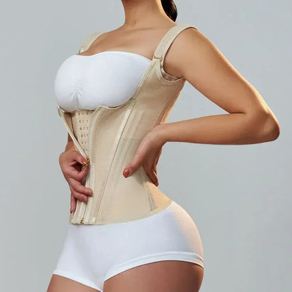 Fajas Body Shaper Shapewear Women Vest Tops Double Compression Waist Trainer Corset Adjustable Zipper and Hook-eyes