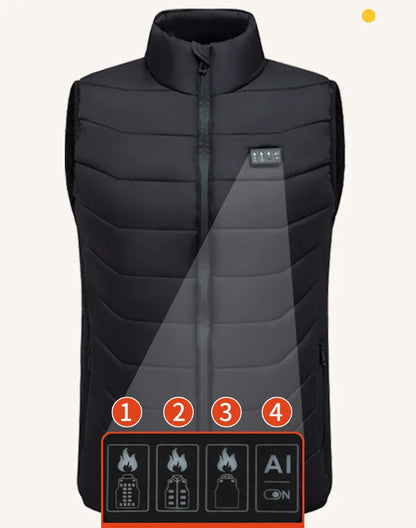 New Loose Casual Stand Up Collar Winter 28 Zone Intelligent Heating Vest Men'S Women'S Warm Electric Clip Coat (No Power Bank)