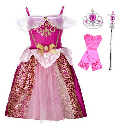 Children Princess Costume Party Fancy Flower Vestido New 2024 Christmas Birthday Carnival Dress Up Rapunzel Belle Disguise Frock