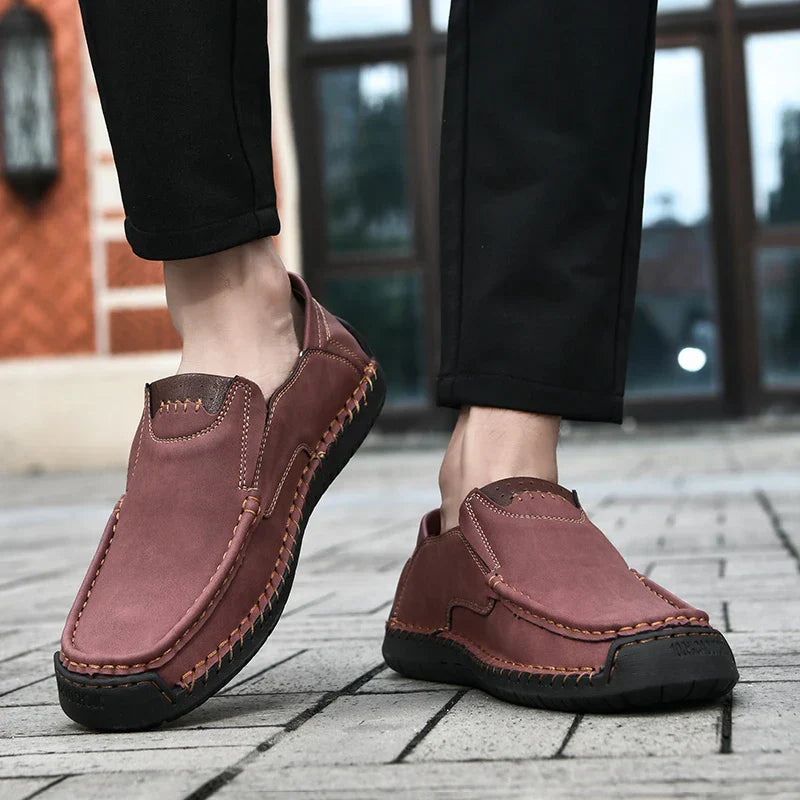 Handmade Leather Men Shoes Casual Comfortable Slip On Loafers Men Leather Shoes Flats Moccasins Walking Shoes