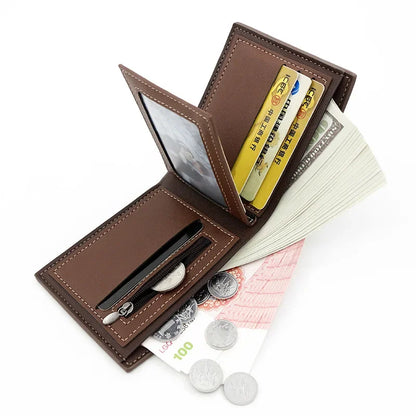 Portefeuille Homme Luxe Mince Court - Porte-Cartes en Cuir PU de Haute Qualité avec Porte-Monnaie, Petit Portefeuille Compact pour Homme pour Usage Quotidien