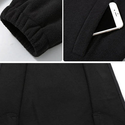 Solid Color Polar Fleece Jacket Men Winter Thcik Warm Fleece Jacket Coat Plus Size 12XL Fashion Casual Polar Fleece Coat Male