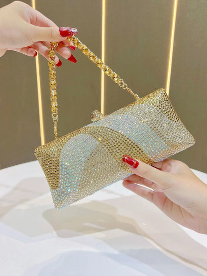 Fashion Trendy Party Bag Evening Shiny Rhinestone Clutch Phone Holder Large Capacity Women's Daily Use Glitter Party Bag