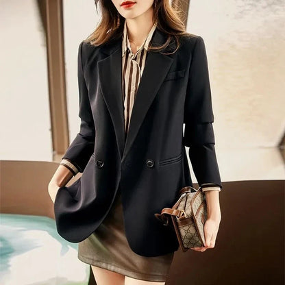 Spring Autumn 2025 Women's Small Suit Jacket Korean Version Leisure Ladies Blazer Coat Temperament Design Sense Lady Outerwear