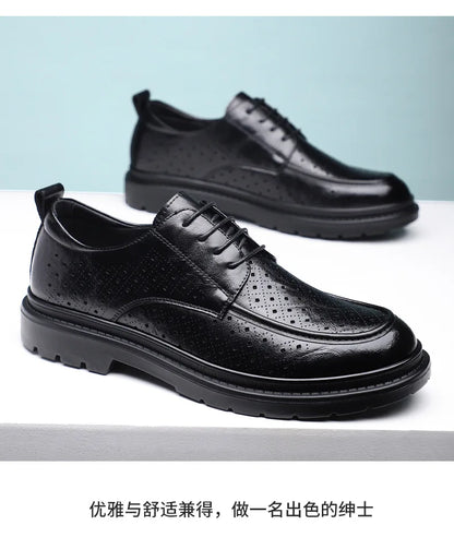 British Style Business Derby Shoes for Men Spring Summer Breathable Dress Shoes Male Fashion Casual Leather Wedding Shoe Man