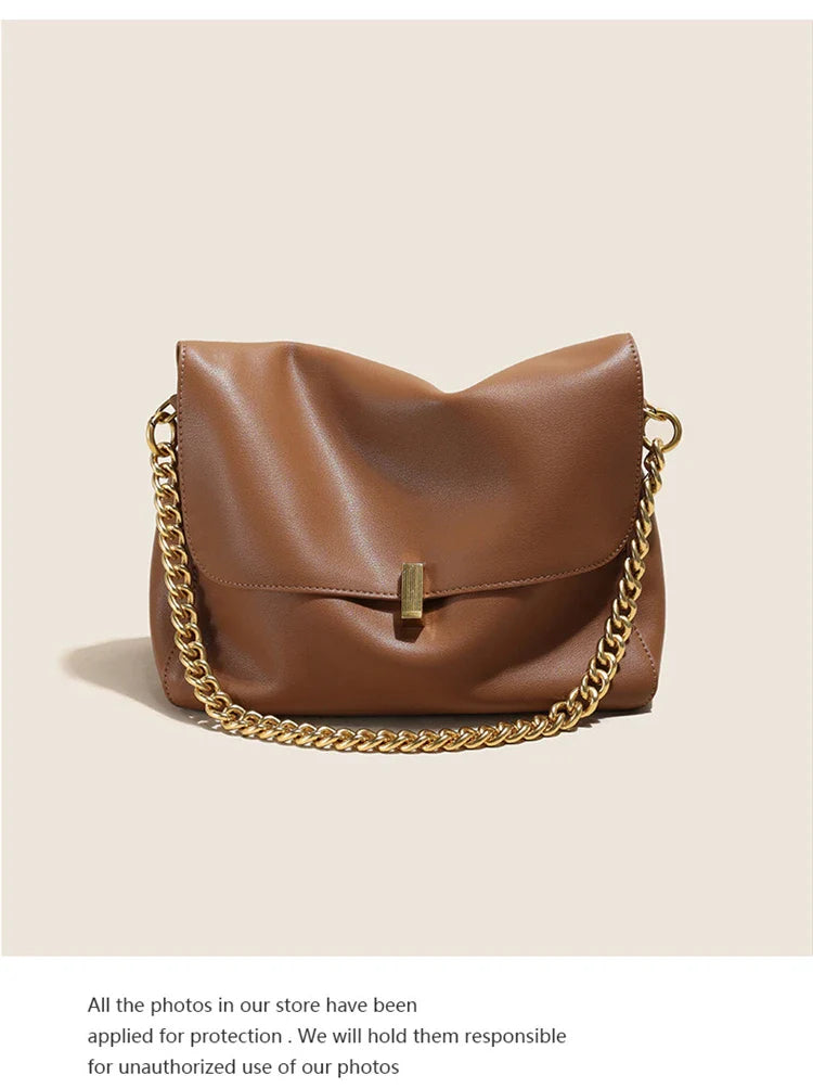 Genuine Leather Large Chain Shoulder For Women 2026 Luxury Designer Office Messenger Bags Satchel Cow Ladies Handbags
