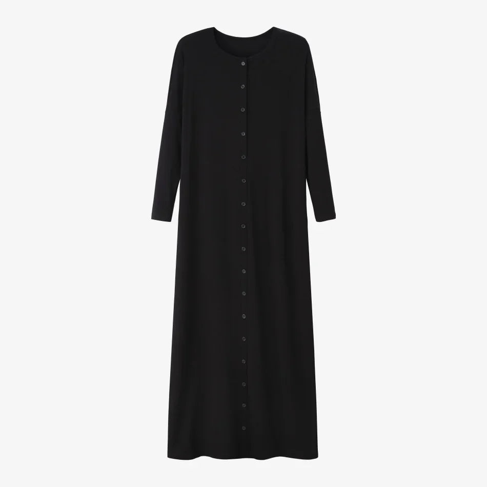 AS SS26 summer loose style button dress comfortable ribbing fabric dress o-neck lady clothes