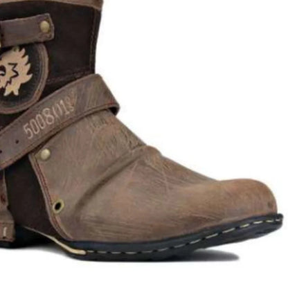 New Round Toe European and American Retro Men's Leather Boots Men's Shoes Men's Boots Plus Size 2023