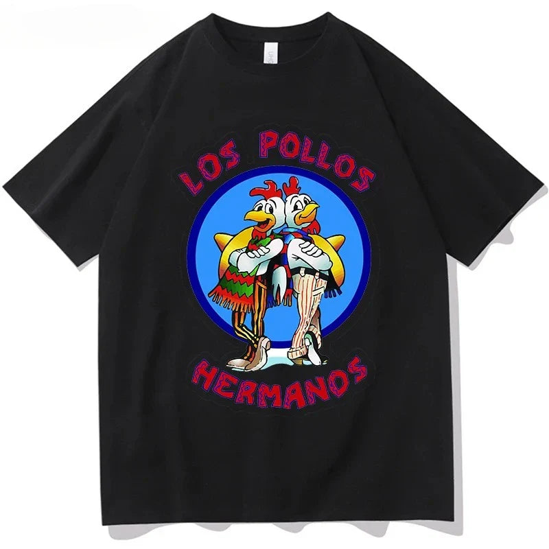 Men's Los Pollos Hermanos T-shirt 100% Cotton Breaking Bad LOS POLLOS Chicken Brothers Printed Yellow Funny Tshirt Male Shirts
