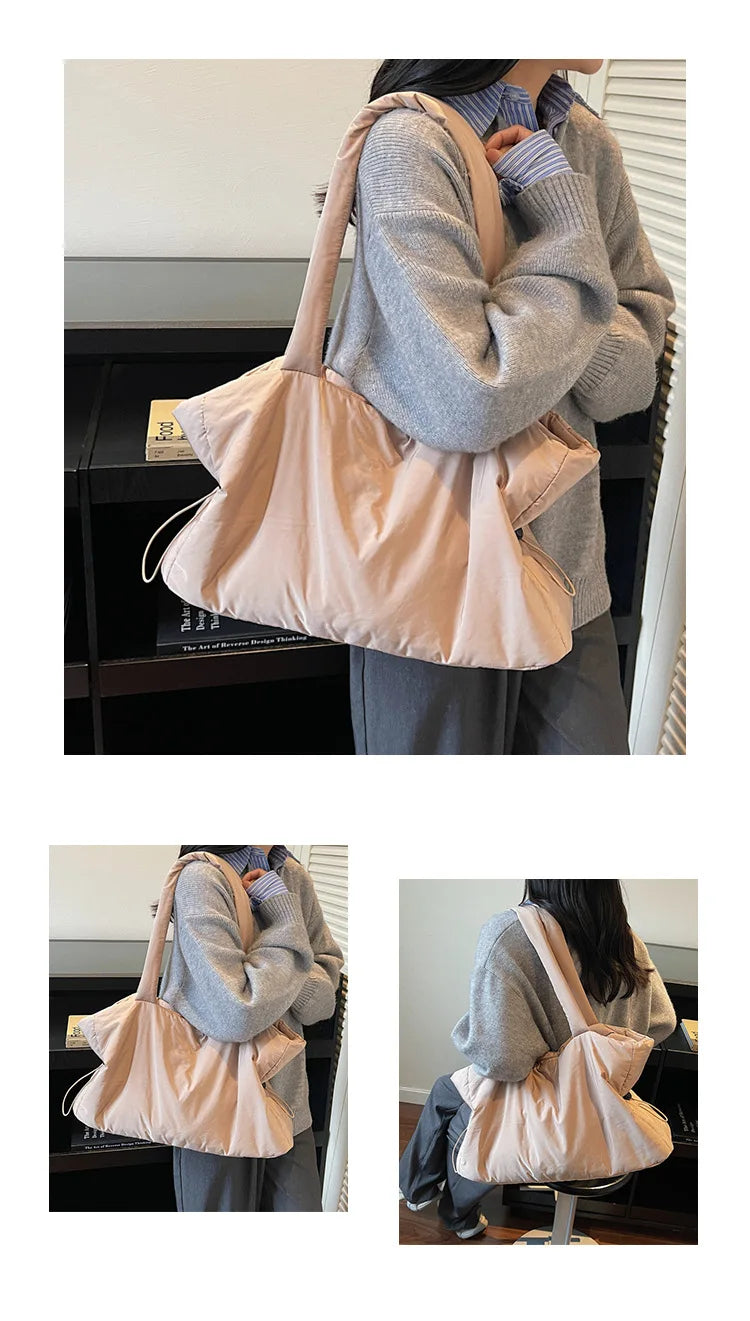 Fashion Winter Women Shoulder Bag Large Simple Shopping Commuting Bag Simple and Practical Textured Casual Versatile Tote Bag