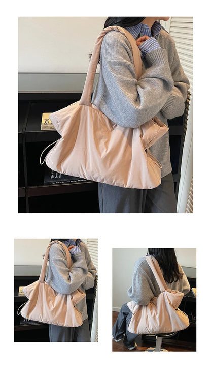 Fashion Winter Women Shoulder Bag Large Simple Shopping Commuting Bag Simple and Practical Textured Casual Versatile Tote Bag