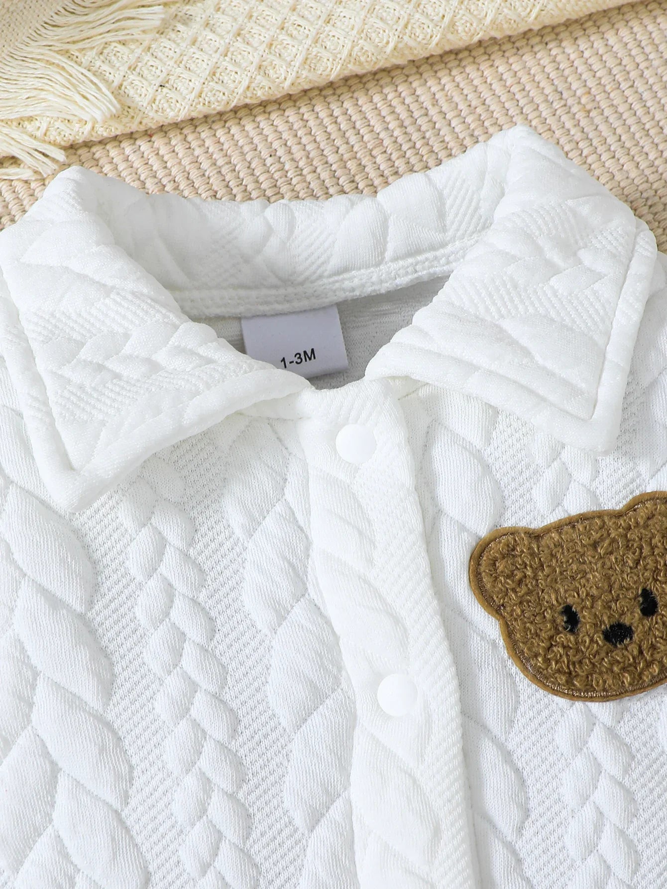 2pcs Baby Boy Long Sleeve Romper Suit with Cute Bear Pattern Includes Hat Casual Outfit for Autumn And Winter Wear