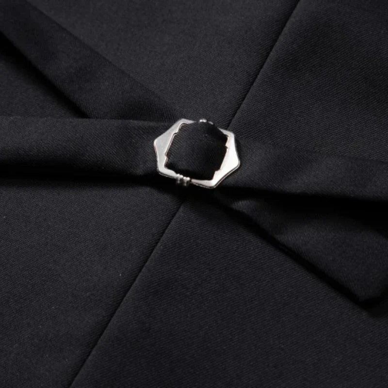 2024 New  Solid Color Men's Vest Versatile Suit Collar Slant Hem Mens Blazer Waistcoat  Dark Gray Black Red Navy-Blue  S-6XL