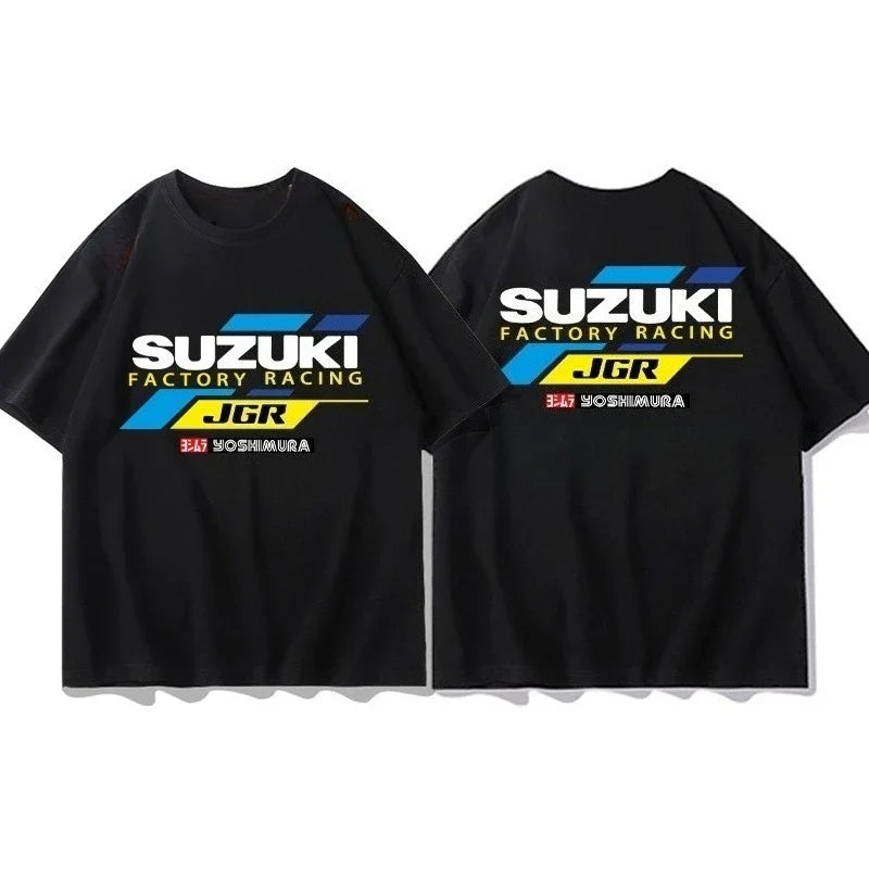 Motorcycle Short-Sleeved T-Shirt, Men's Motorcycle GSX Riding Suit, Summer 100% Pure Cotton, Versatile Harajuku Style Top