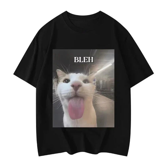 Bleh Funny Cat Meme Graphic Printed T Shirts Women Clothing Fashion Trend T-shirts Summer Casual Short Sleeve Clothing