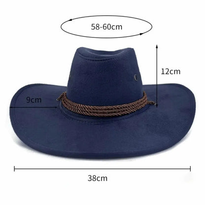 Fashion Western Style Western Cowboy Hat Ethnic Style Large Brim Felt Fedora Hats Grassland Sun Hat Unisex