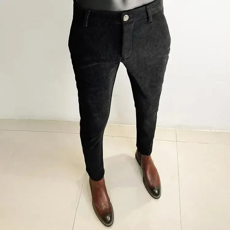2025 Winter Men Suit Pants Woolen Thicken Keep Warm Formal Trousers Pantalones Hombre Solid Casual Slim Fit Pants Men Clothing